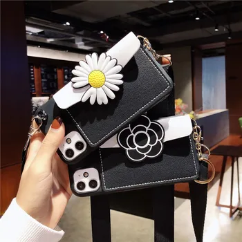 3D Roztomilý Kvet Kožené Peňaženky Luxusný Telefón puzdro Pre Samsung Galaxy A51 A71 5G A01 A21 A31 A41 A21S A11 A90 M10 silikónové Prípadoch