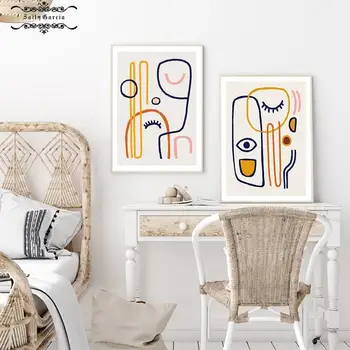 Abstraktné Línie Jednoduchý Štýl Dobré Oči Nordic Moderné Plátno na Maľovanie Umenia, Tlače, Plagát, Obraz na Stenu pre Obývacia Izba Domova