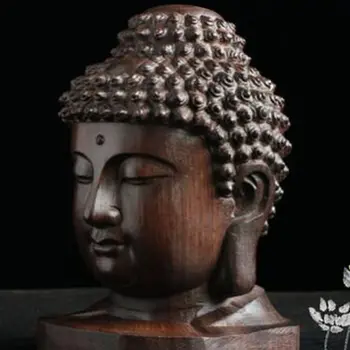 Kreatívne Novú Sochu Budhu Drevo, Drevené Šakjamúni Tathagátu Figúrka Mahagón India Buddha Hlavu Sochy Remesiel Dekoratívne Ozdoby