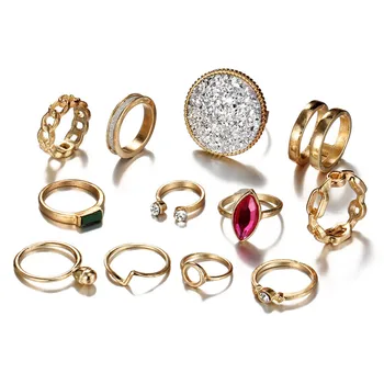 12 Ks Vintage Charm Zirkón Prsteň Ženy Prst Koleno Prstene Pre Ženy Príslušenstvo Šperky Krúžok Ženy Otvoriť, Upraviť Lady Krúžky