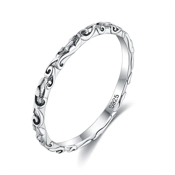 SILVERHOO 925 Sterling Silver Ring Pre Ženy A Mužov Vyrytý Vzor Výročie Prst Krúžky Unisex Jemné Šperky Nový Príchod