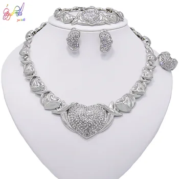 Yulaili Nový Dizajn, Vysoká Kvalita medvedík v tvare srdca Crystal Silver Farba Náhrdelník Jemné Šperky Doprava Zadarmo