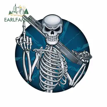 EARLFAMILY 13 cm x 12.6 cm, Skelet Funny Auto Samolepky Kreatívneho Grafika Cartoon Odtlačkový Vodotesný Materiál Vinyl
