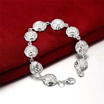 Kúzlo 925 sterling Silver prstene, Náramky, náhrdelníky, náušnice kvapka Šperky set pre ženy, Retro Ruže kvet Fashion Party dary