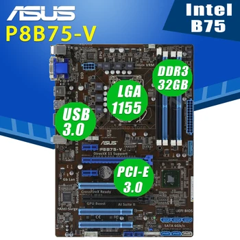 LGA 1155 Asus P8B75-V základná Doska Core i7/Core i5/Core i3 32GB DDR3 PCI-E 3.0 Ploche Intel B75 Placa-Mae 1155 USB3.0 ATX Používané