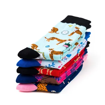 1 Pár Žien Ponožky Cartoon Medveď, Jeleň Leopard Roztomilý Zábavné Bežné Ženy, Bavlnené Ponožky, Pančuchový Tovar Streetwear Harajuku Posádky Ponožky