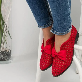 2021 Nové Módne Bowtie Ukázal Prst Ženy Bytov Jar Topánky pre Ženy Platformu Pošmyknúť na Kožené Mokasíny Drop Shipping 43