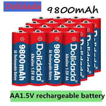 Dolidada 2020 Novú Značku 9800 MAH nabíjateľná batéria AA 1,5 V. Nabíjateľná Nové Alcalinas drummey +1pcs 4-článková batéria, nabíjačka