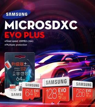 SAMSUNG EVO Plus Pamäťovú kartu 64gb 128 gb kapacitou 256 GB 512 gb diskom Class10 UHS-1 100 MB Micro SD Karty U3 4k MicroSDXC TF Karta pre Smartphone