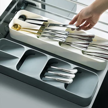 Plastový nôž stojan, nôž a vidlička, zásuvky, lyžica úložný stojan, nôž police, skrine zásobníku, kuchyňa zásuvky úložný box