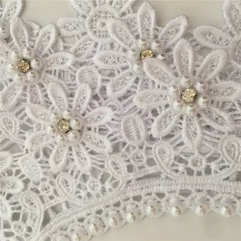 Móda 3D troch-dimenzionální kvetinová výzdoba DIY oblečenie dodávky textílie šitie vysokej kvality pearl hrudníka čipky príslušenstvo