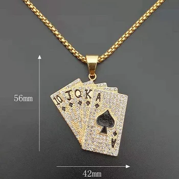 Módny dizajn, hrá karty prívesok náhrdelník mužov a ženy, rock, hip hop party jewelrySliding typ hraciu kartu náhrdelník s príveskom
