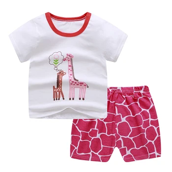 2020 Letné Tričko+Krátke Nohavice Baby Chlapci, Dievčatá Bavlnené Oblečenie Súpravy Oblečenie set Oblečenia Bebes Vyhovuje 6M až 7 Rokov, 2 KS Sada