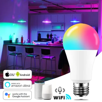 15W WiFi Smart Žiarovky B22 E27 LED RGB Lampa Pracovať s Alexa/Domovská stránka Google 85-265V RGB+Biela Stmievateľné Časovač Funkcia Magic Žiarovka