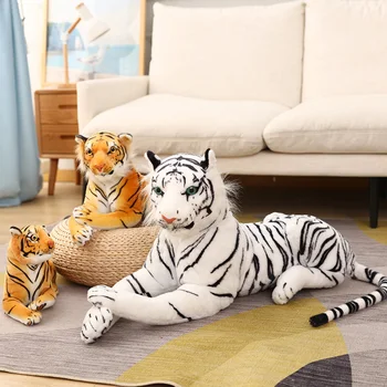 30-110 cm Realisticky Tiger Plyšové Hračky Plyšové Wild Účinnosti Lesných Zvierat Simulácia Biely Tiger Jaguar Bábika Dieťa Narodeniny Darček pre Chlapca