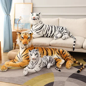 30-110 cm Realisticky Tiger Plyšové Hračky Plyšové Wild Účinnosti Lesných Zvierat Simulácia Biely Tiger Jaguar Bábika Dieťa Narodeniny Darček pre Chlapca