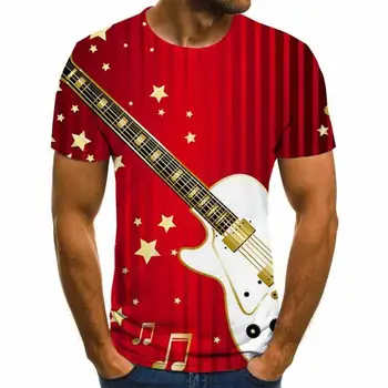Nové Uvedenie Letné Módy 3d Vytlačené T -Shirt Muži /Ženy Zábava Hip-Hop Gitara T -Shirt Vytlačené Streetwear Hudby Top