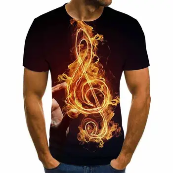 Nové Uvedenie Letné Módy 3d Vytlačené T -Shirt Muži /Ženy Zábava Hip-Hop Gitara T -Shirt Vytlačené Streetwear Hudby Top