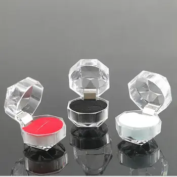 1 Ks Krúžok Darčeka Crystal Mini Akryl Displej Prípade Transparentné protiprachová Organizátor Skladovanie Roztomilý Prenosné a Elegantné Šperky Hot