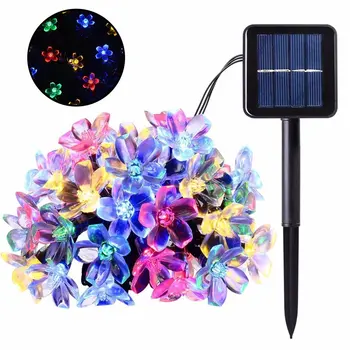 Nové Solárne Girlandy Svetlo 5-12M Cherry Blossom Solárna Lampa LED Reťazec Rozprávkových Svetiel Záhrada Vianočná Výzdoba Pre Vonkajšie