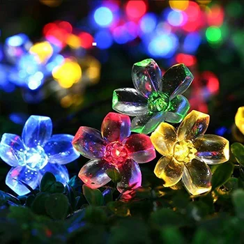 Nové Solárne Girlandy Svetlo 5-12M Cherry Blossom Solárna Lampa LED Reťazec Rozprávkových Svetiel Záhrada Vianočná Výzdoba Pre Vonkajšie