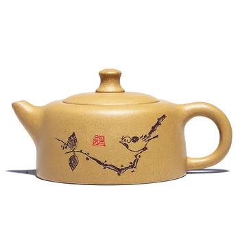 B179Yixing čaj hrniec fialová hliny, Kameňa lopatka kanvica Čínsky ručné Čaj súbor Raw ore Autentické Kvet, vták ilustrácia 160 ml
