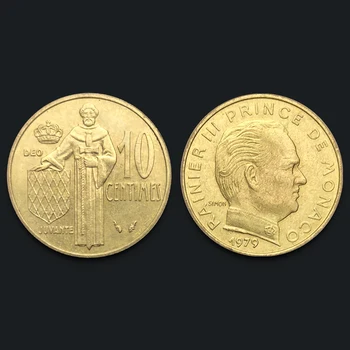 Monako 10 centov 1979 Reálne Pôvodná Minca Uncirculated Zbierať Mince Unc
