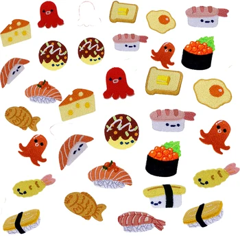 Nové Ryby Tortu Sushi Chlieb Potraviny Vyšívané Škvrny na Oblečení DIY Nášivka Oblečenie Nálepky Žehlička na Tvorivé Odznaky Záplaty