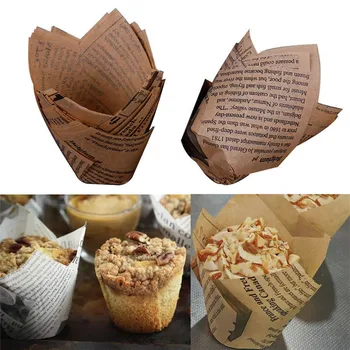 10pcs Cupcake Wrapper Papier Tortu Líniové Pečenie Muffin Poháre Pletie Strany, Dezert, Chlieb, Hamburger, Hranolčeky, Obaly
