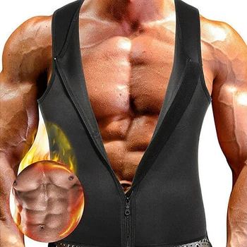 Mužské Telo Shaper Chudnutie Neoprénová Zips, Čierna Pevná Vesta Muž Fitness Cvičenie Potu Shapewear Tank Top Plus Veľkosť