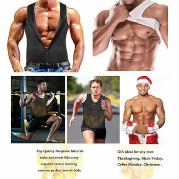 Mužské Telo Shaper Chudnutie Neoprénová Zips, Čierna Pevná Vesta Muž Fitness Cvičenie Potu Shapewear Tank Top Plus Veľkosť