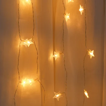 20 LED Star Light String Ligotať Girlandy Batérie Powered USB Vianočné Čítanie Dovolenku Strany Svadobné Dekoratívne Rozprávkových Svetiel