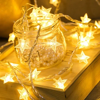 20 LED Star Light String Ligotať Girlandy Batérie Powered USB Vianočné Čítanie Dovolenku Strany Svadobné Dekoratívne Rozprávkových Svetiel