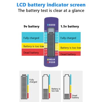 Digitálny Batérie Tester LCD Displej C D N AA AAA 9V 1,5 V Batérie Tlačidlo Bunky Kontrola Kapacity Detektora Kapacita Diagnostický Nástroj