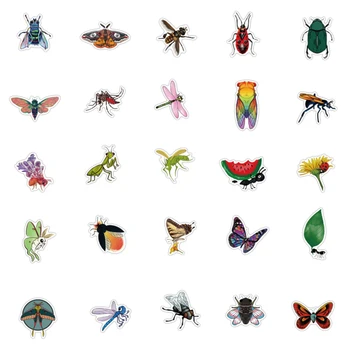 10/30/50pcs Prírody Hmyzu Nálepky Funny Animal Butterfly Spider DIY Nepremokavé Obtlačky Deti Hračka Telefón Batožiny, Notebook, Auto Nálepky
