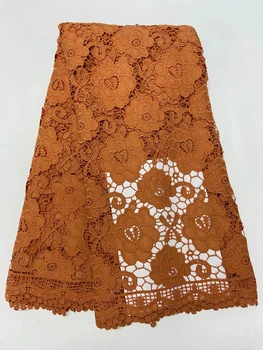 Biela Afriky Čipky Textílie 2020 francúzsky Kábel Čipky Textílie Vyšívané Rozpustné vo Vode Nigérijský Tylu Čipky Textílie Na Svadby KR20307A