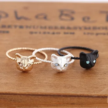 Nová verzia vynikajúce roztomilý realistické mačka krúžok diamond zvierat krúžok pre ženy šperky roztomilý módne šperky dary