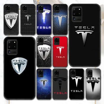 Tesla Electric Car logo Telefón puzdro Pre Samsung Galaxy Note S 8 9 10 20 Plus E Lite Uitra black Späť Trend Funda Celkom Coque