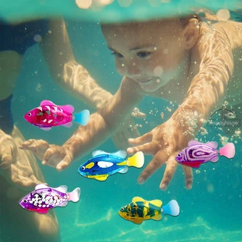 Detská Kúpeľ Hračky pre Deti, Plávanie Robot Ryby s LED Svetlom striekajúcej Vode Plávať Bazén Elektrické Ryby Hračka s LED Svetlom Vaňou Hračky