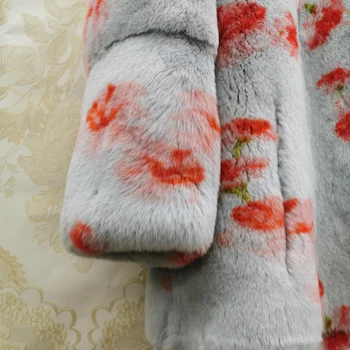 Ženské bunda na jeseň a v zime teplo zachovanie v Tlačenej pre ženy Rex králik kabát Osobné prispôsobiteľné vzor