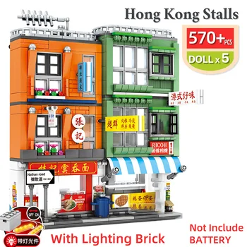 Sembo Bloky Hong Kong Stánky Retro potravinárskymi MOC Stavebné Bloky Street View House 3D Model Hračky Pre Dieťa Birthdsay Dary
