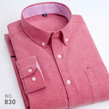 2019 najvyššej kvality Aramy Mužov Košeľa Oxford s Dlhým rukávom bavlna sociálne prúžok kockované košele