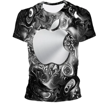 Letné 3d Mužov A Žien Hip-Hop Bežné T-Shirts Mladých Mužov Zábavné Hodiny Apple Tlač Harajuku Nadrozmerné Vtipné O-Neck Top