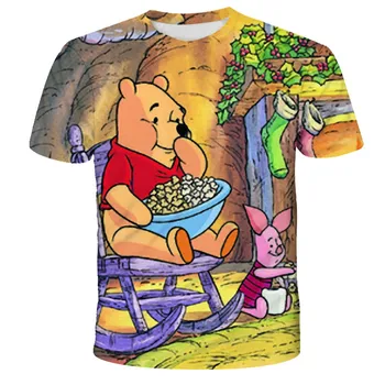 2021 Lete Cartoon Bear 3D Tlač Šaty, okolo Krku Rýchle Sušenie-Krátke Rukávy T-Shirt, Že Chlapci A Dievčatá Milujú