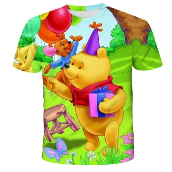 2021 Lete Cartoon Bear 3D Tlač Šaty, okolo Krku Rýchle Sušenie-Krátke Rukávy T-Shirt, Že Chlapci A Dievčatá Milujú