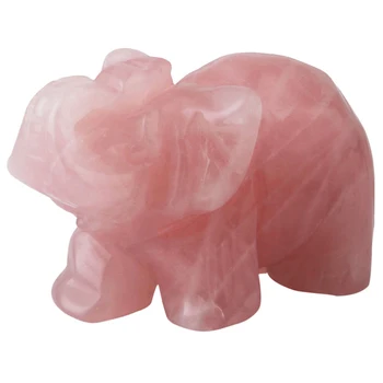 Ružový Kryštál Slon Artware Dekorácie Zvierat Vrecku Kamenné Sochy, Sošky Sľubný Crystal Jade Ornament Remeselné