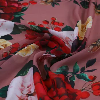 2020 nové rose tlač šifón odevné textílie tenké vertikálne zmysel pohľadu ručné diy šaty, tričko, šatka handričkou