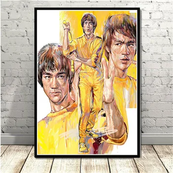 Vintage Domova Bruce Lee Kung Fu Kráľ Herec Plagáty a Vytlačí Plátno na Maľovanie na Stenu Umenie Obrázok pre Obývacia Izba Č Rám