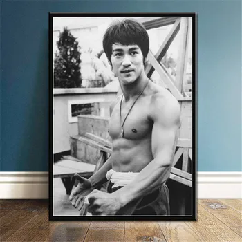 Vintage Domova Bruce Lee Kung Fu Kráľ Herec Plagáty a Vytlačí Plátno na Maľovanie na Stenu Umenie Obrázok pre Obývacia Izba Č Rám