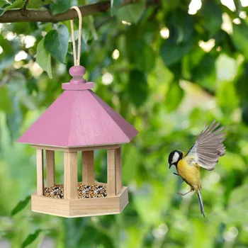 Drevené Vtáčie Krmítko Visí Tvarované S Strechy Birdhouse Pet Vody Feeder Prísavky Mount Dom Typ Feeder
